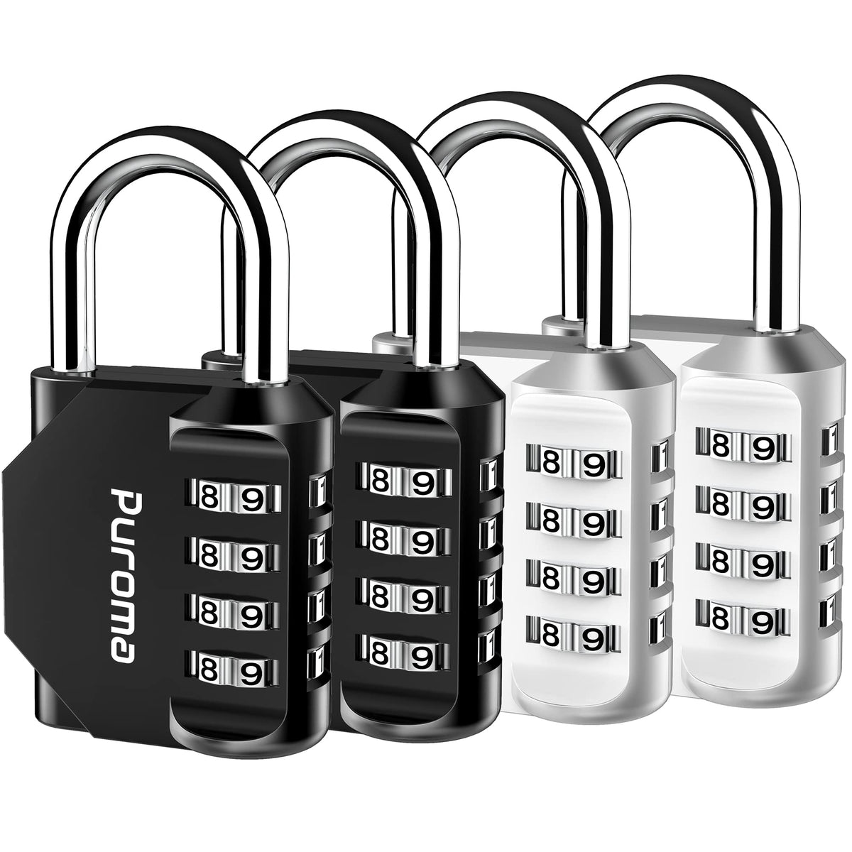 Puroma 2 Pack Combination Lock Locker 4 Digits Combo Padlock Gym Black
