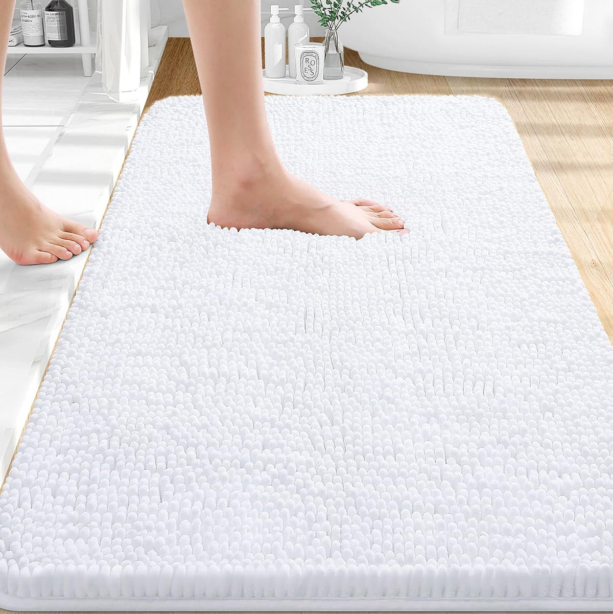 OLANLY Toilet Rugs U-Shaped 20x20,, Soft Absorbent Chenille Contour Rugs