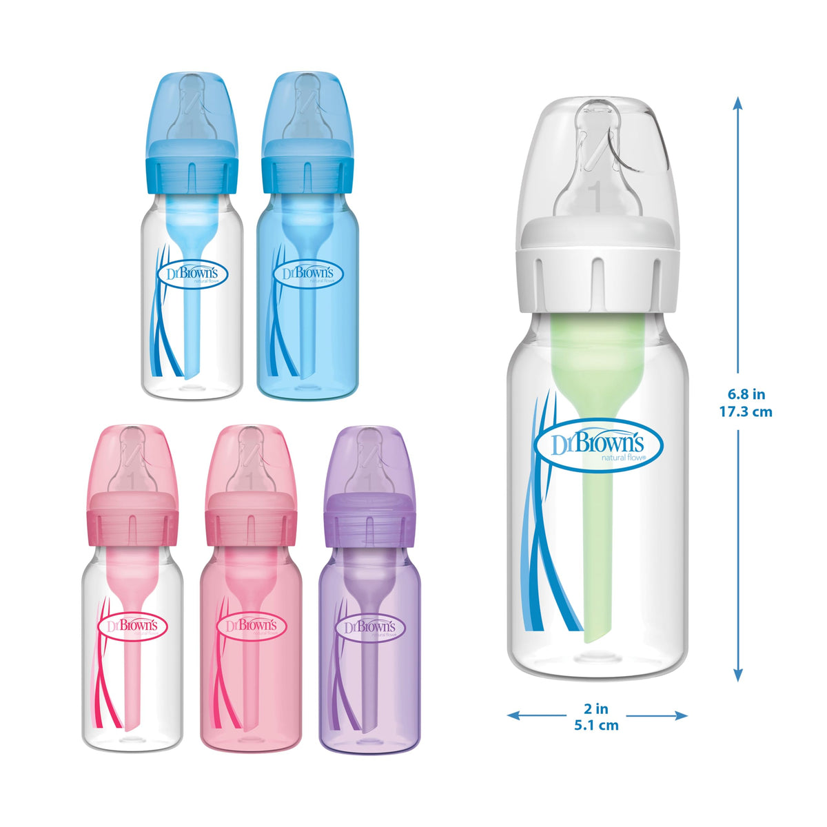 Dr. Brown's Anti-Colic Options+ Narrow Baby Bottle, Clear, 8 oz, 4-Pack