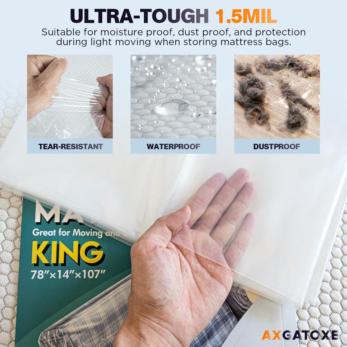 Plastic Mattress Bag for Moving Storage, King Size (1.5MIL)