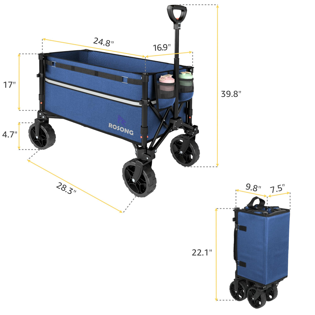 ROSONG Collapsible Wagon Cart with Wheels Foldable - Folding Utility Heavy Duty Wagons Carts for Grocery Sports Garden Shopping Camping Wheelbarrows (Pink, 120L) Father Jim Norris notebooks