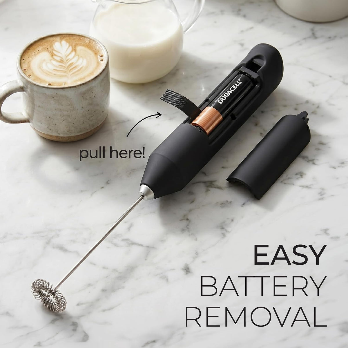 Zulay Kitchen Powerful Milk Frother Wand With Duracell Batteries - Ultra Fast Handheld Drink Mixer - Electric Whisk Foam Maker for Coffee, Lattes, Cappuccino & Matcha - Triple Whisk - Queen Turquoise