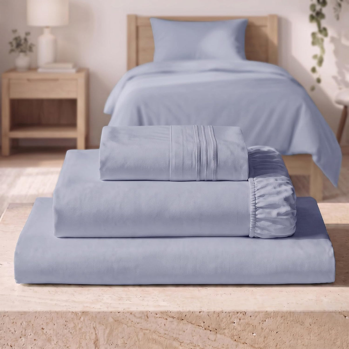 Mellanni Iconic 3-Piece Bed Sheet Set, 16" Deep Pocket (Twin, White)