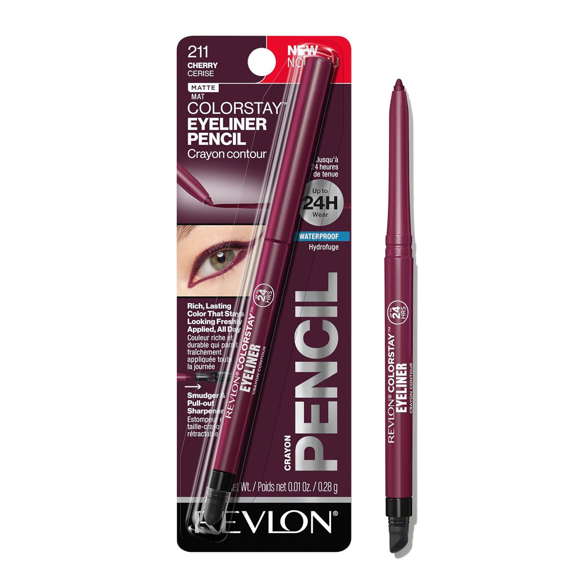 REVLON ColorStay Pencil Waterproof Eyeliner, 204 Charcoal, 0.01 oz