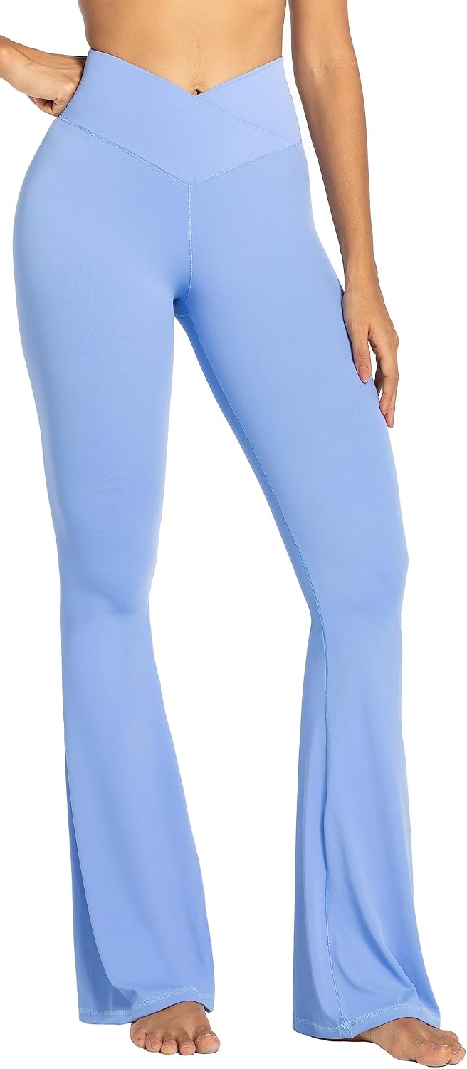 Sunzel Flare Leggings for Women, Crossover Yoga Pants with Tummy Control