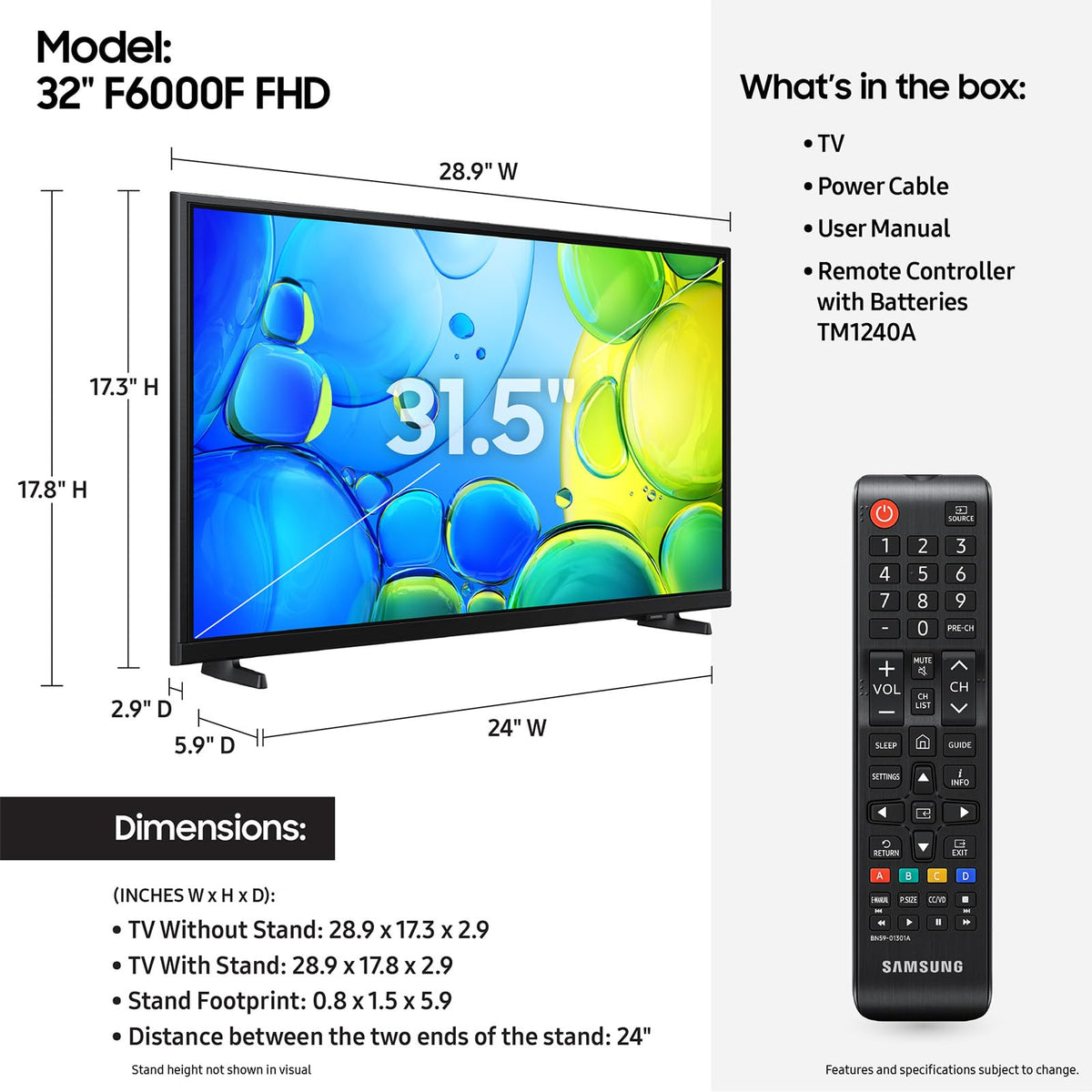 Samsung 32-Inch Class HD H5000F Smart TV (2025 Model) HDR, Object Tracking Sound Lite, Knox Security, One UI Tizen Father Jim Norris notebooks