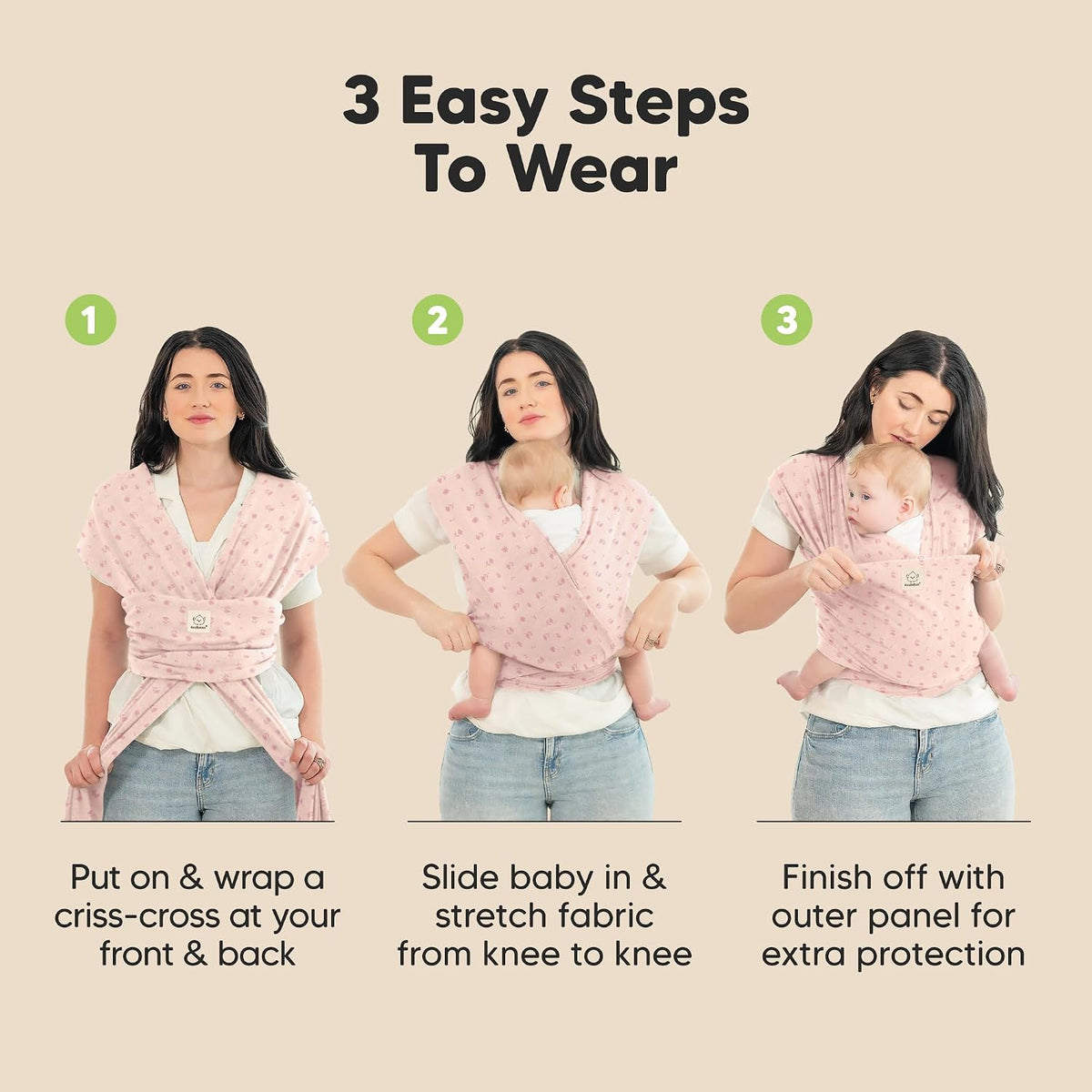 KeaBabies Baby Wrap Carrier, All in 1 Original Baby Carrier, Trendy Black