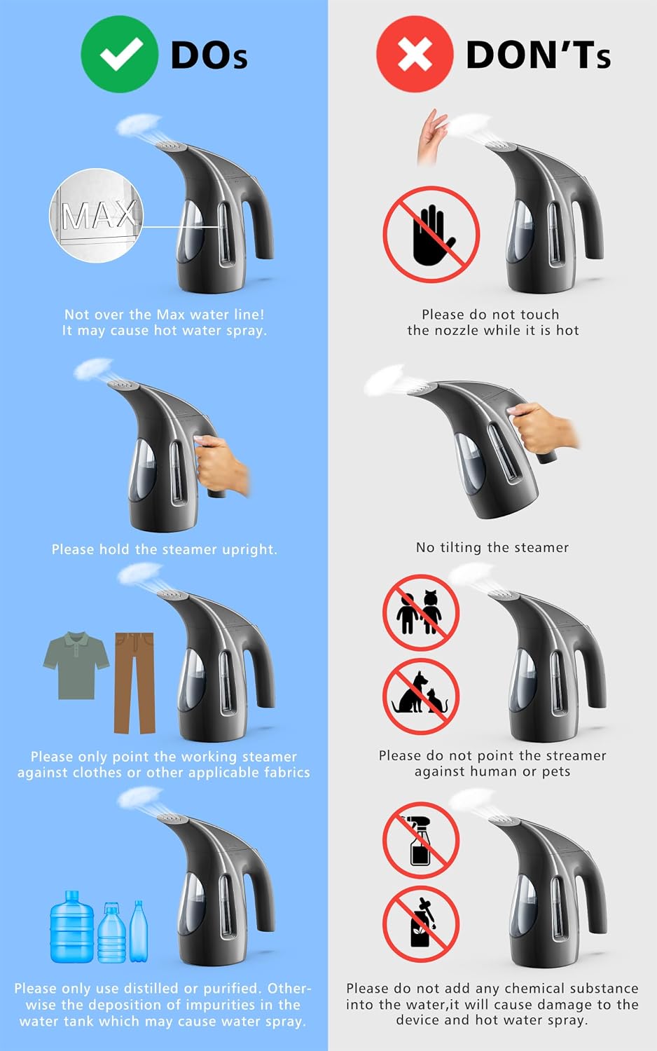 HiLIFE Steamer for Clothes, Portable Handheld Clothing Steamer, 240ml Big Capacity, 700W, Strong Power, Fabric Quick Wrinkle Remover with Brush for Home, Office(ONLY 120V)(Ink Black)