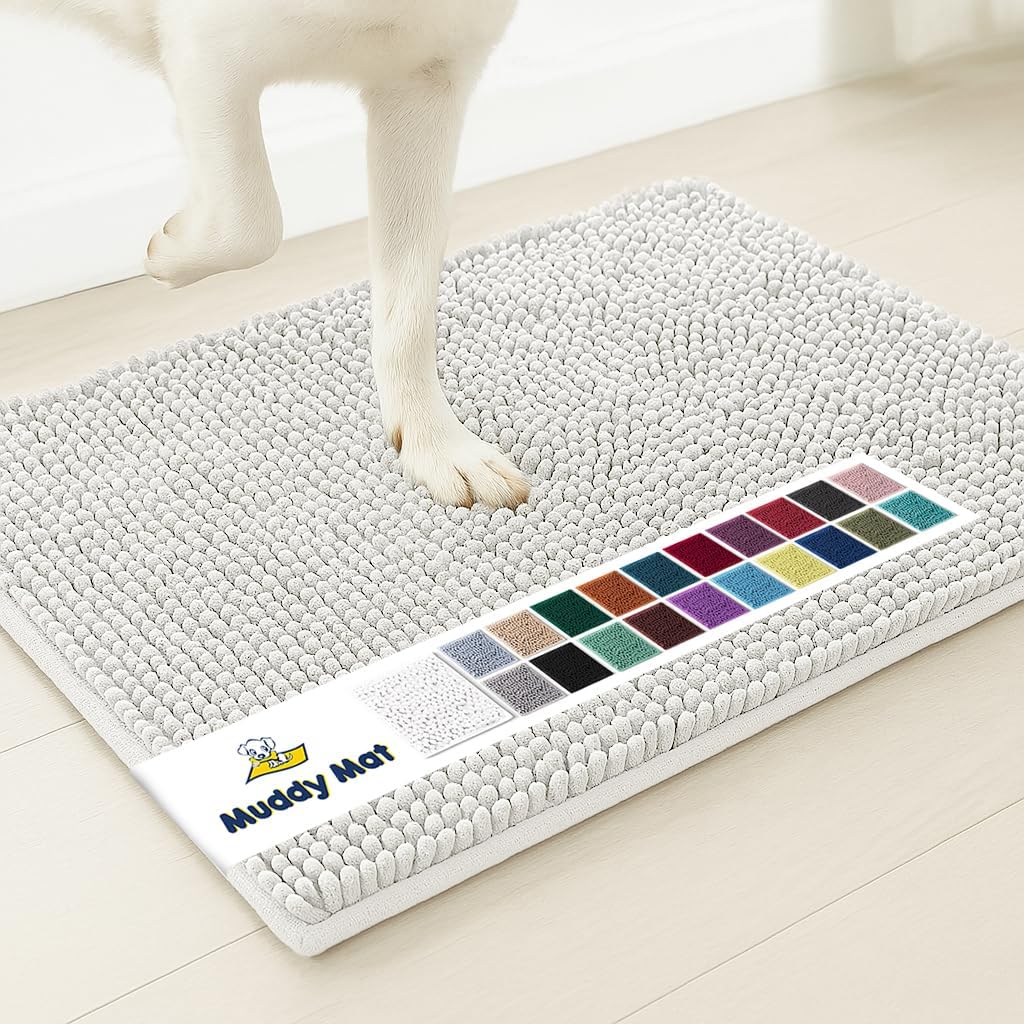 Muddy Mat® | Super Water Absorbent Door Mat Indoor, Microfiber Quick Dry Chenille Entryway Rug, Slip Resistant Front Door Mat, Indoor Mats for Entryway, Machine Washable Pet Rug, Grey 28"x18" Father Jim Norris notebooks