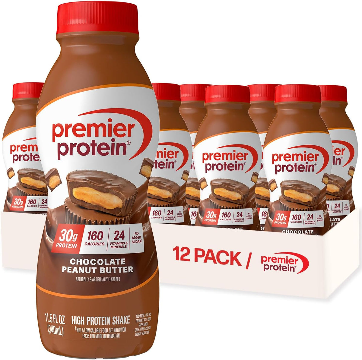 Premier Protein 30g High Protein Shake, Chocolate, 12 Pack