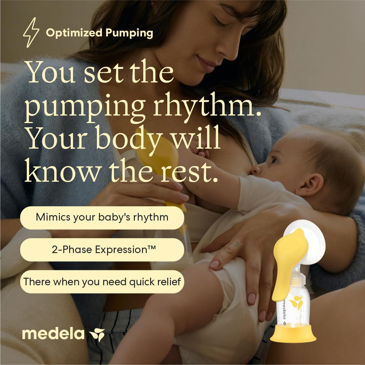 Medela Harmony Manual Breast Pump, On-the-Go, More Milk Output
