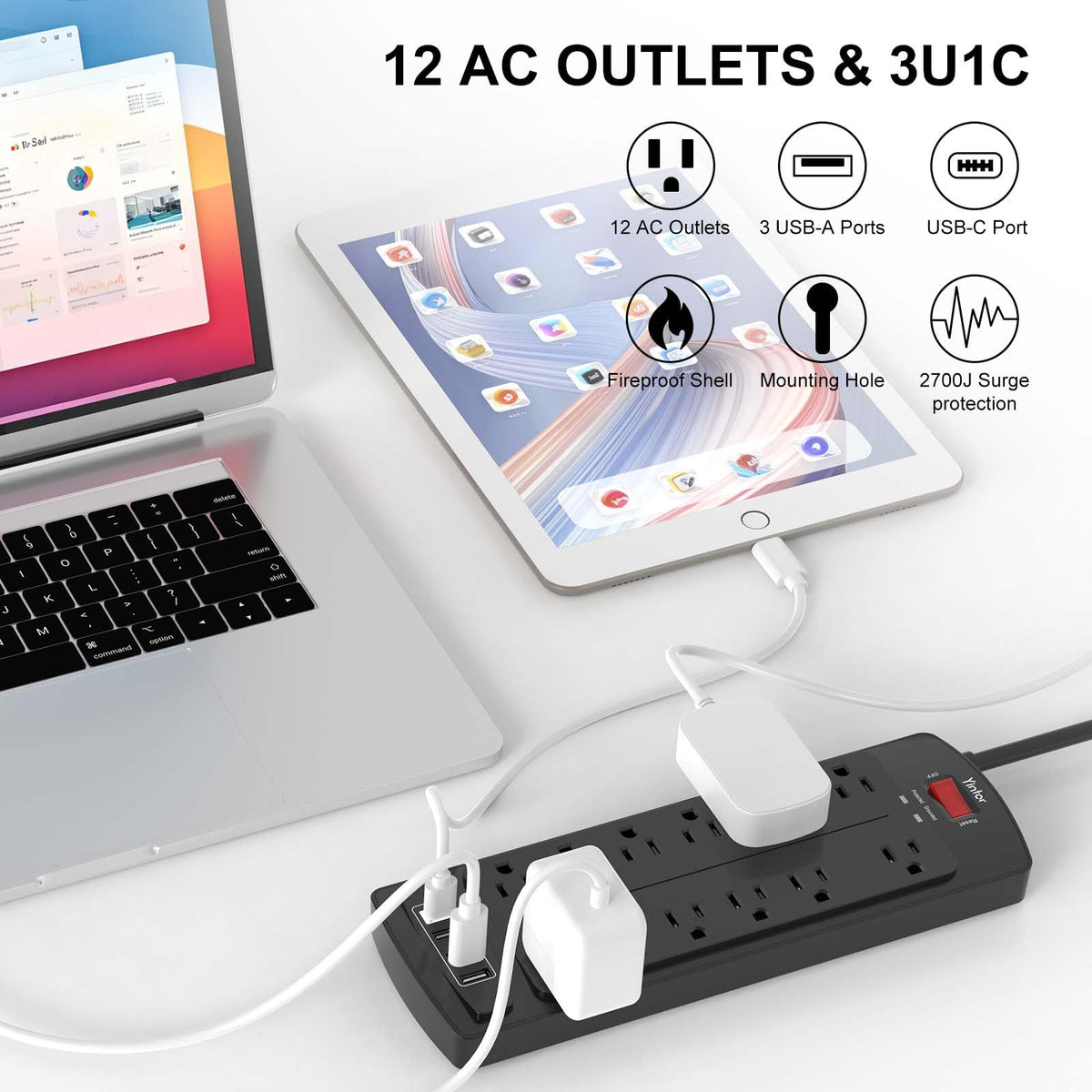 Yintar 6Ft Surge Protector Power Strip with 6 Outlets & 3 USB Ports, Black Father Jim Norris notebooks