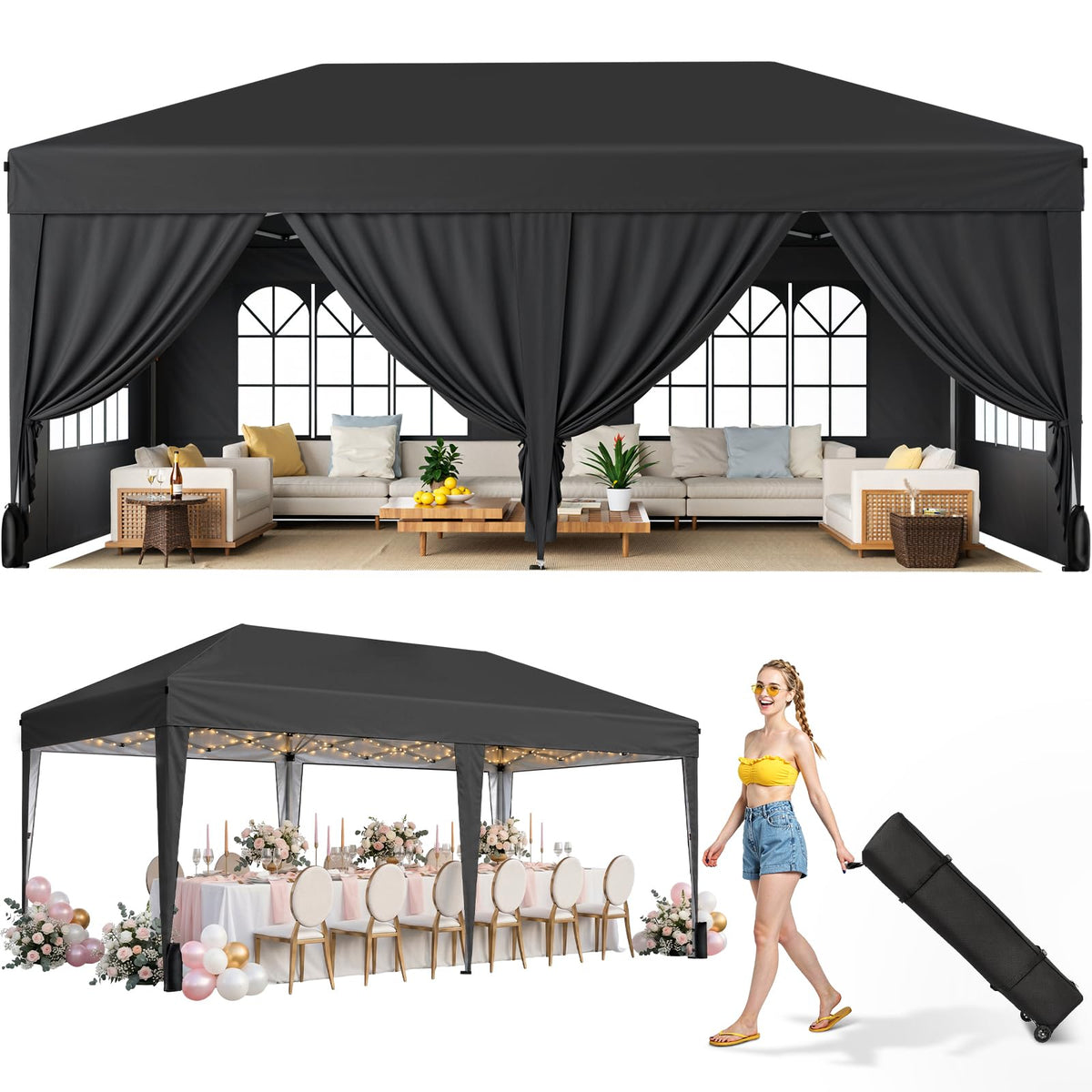 10x10 Pop Up Canopy Tent with One-Push Center Lock,Dark Gray Father Jim Norris notebooks