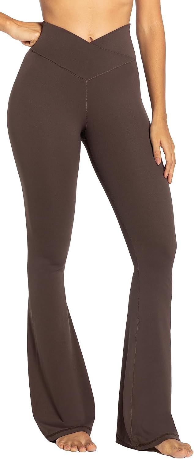 Sunzel Flare Leggings for Women, Crossover Yoga Pants with Tummy Control