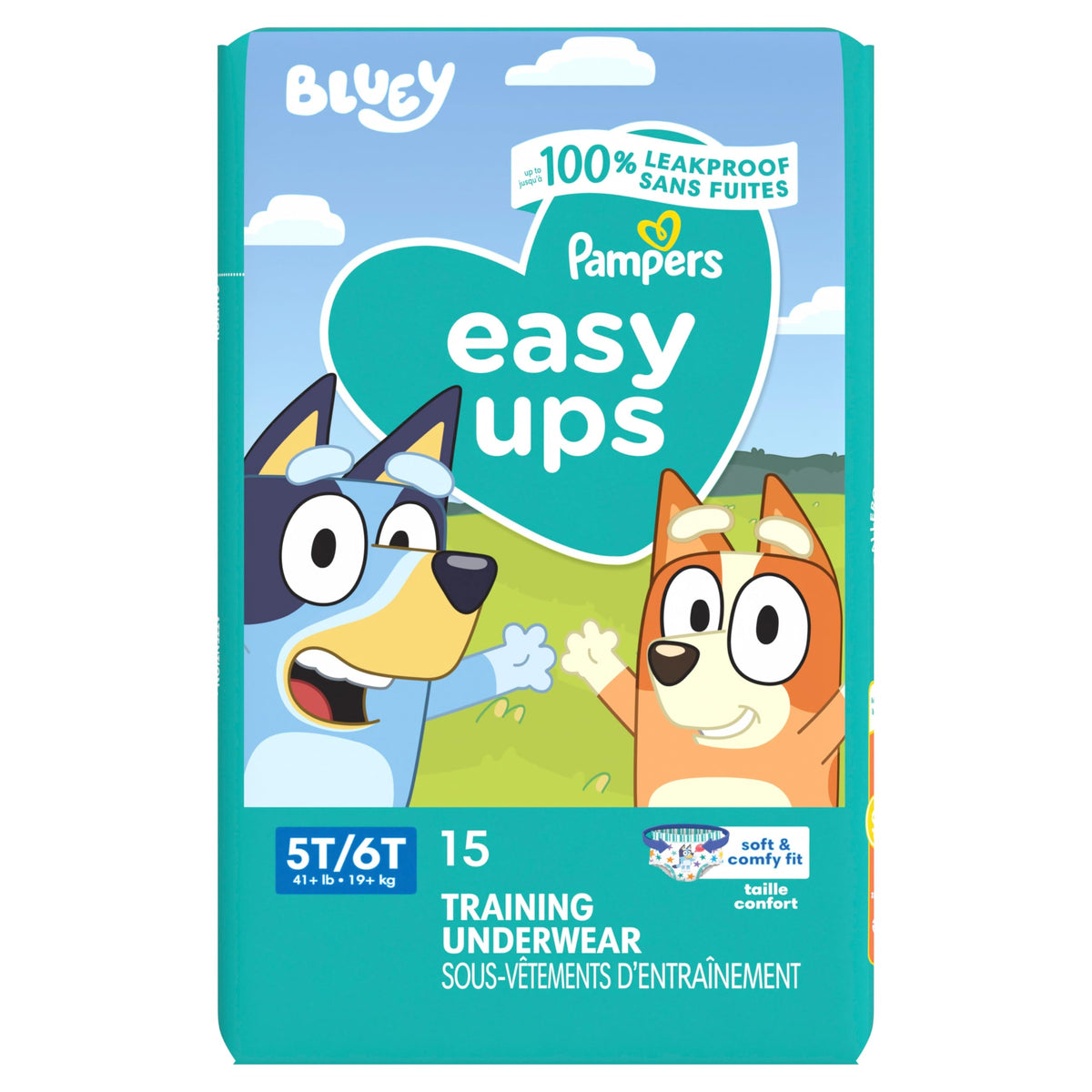 Easy Ups Girls & Boys Potty Training Pants, Size 5 (3T-4T), 124 Count, Bluey Absorbent Pull Up Training Underwear, Up to 100% Leakproof Day and Night, Hypoallergenic