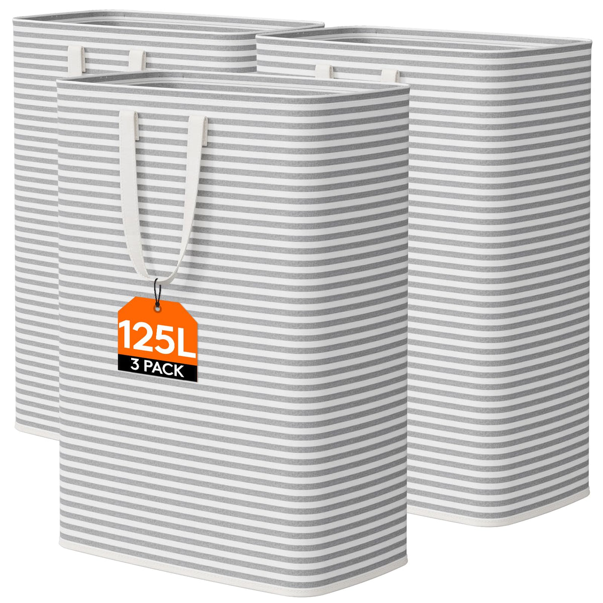 Lifewit 80L Large Laundry Baskets, Laundry Hampers Bags, 2 Pack, Grey