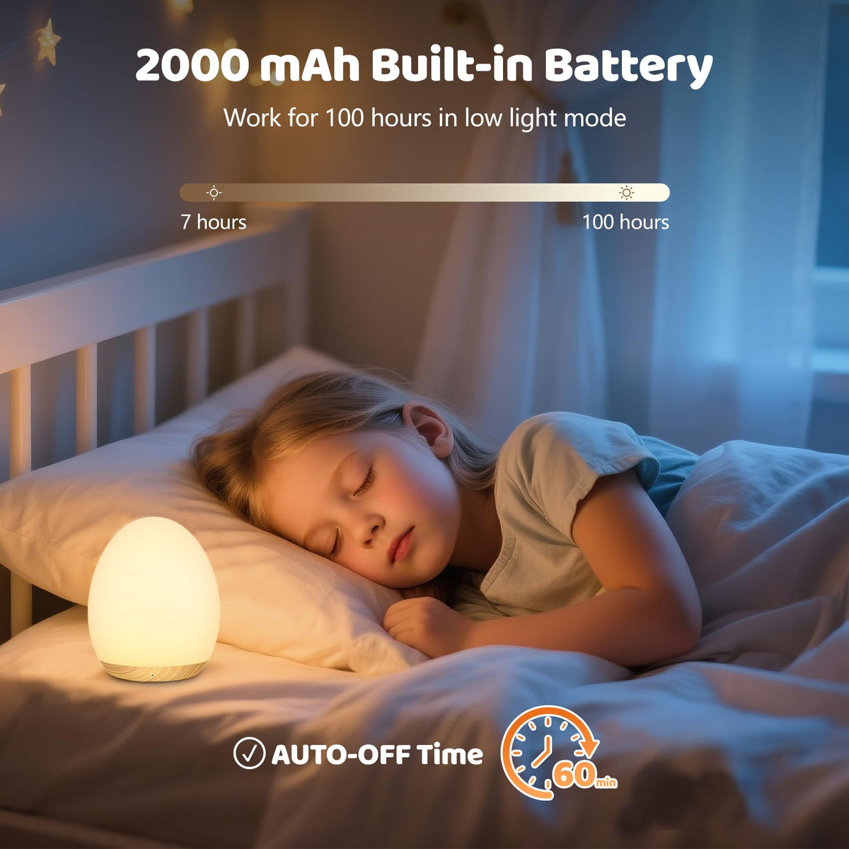 Night Light for Kids, 7 Colors Changing Egg Light for Nursery