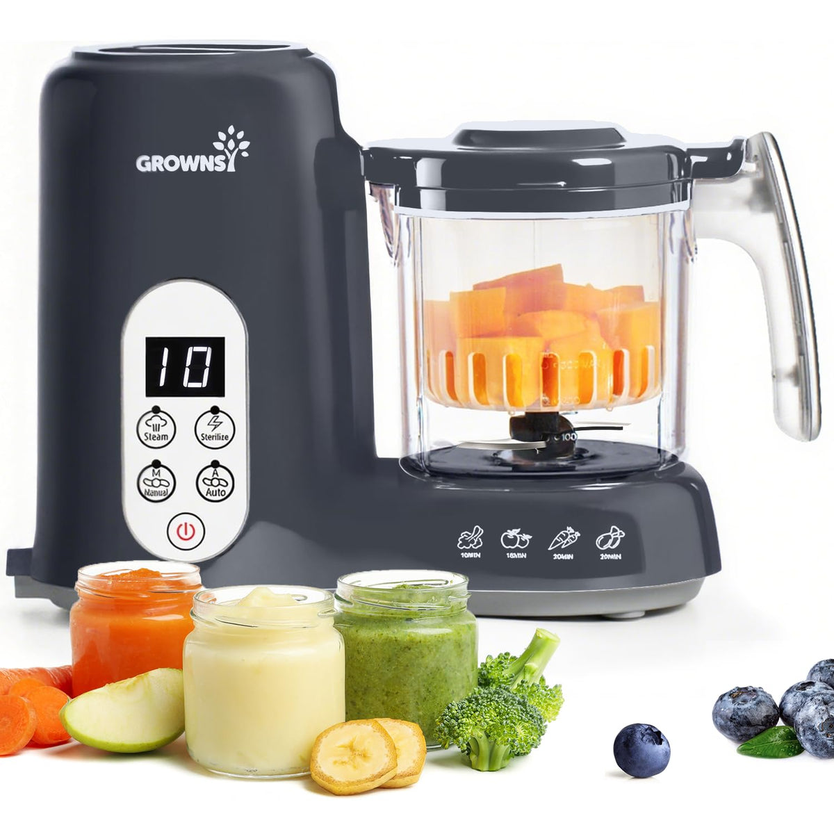 Grownsy Baby Food Maker, Steamer & Blender Baby Food Processor, White