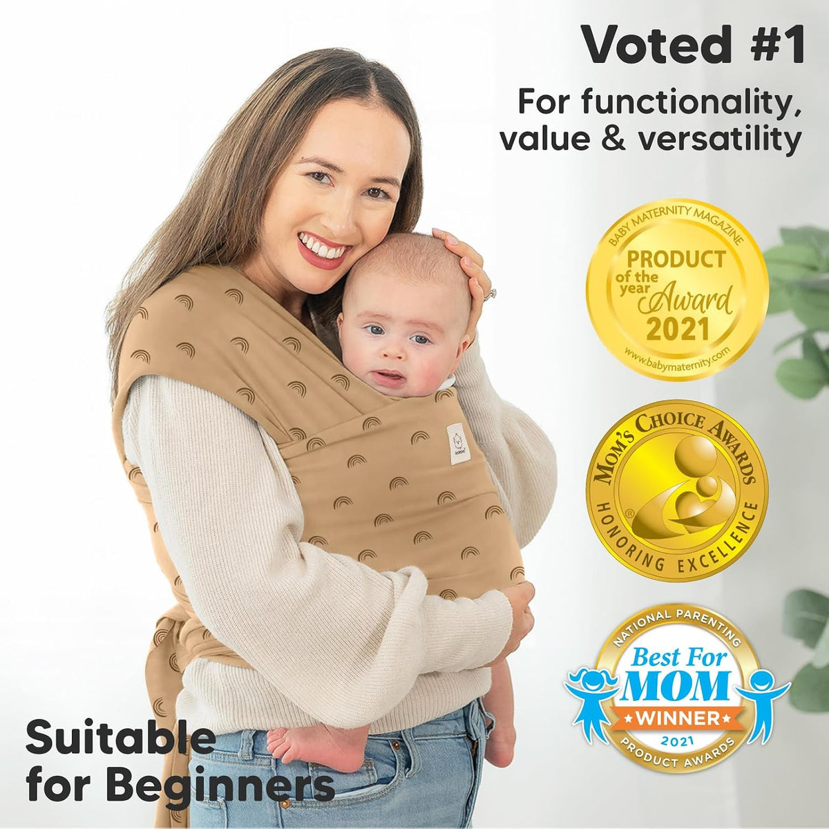 KeaBabies Baby Wrap Carrier, All in 1 Original Baby Carrier, Trendy Black
