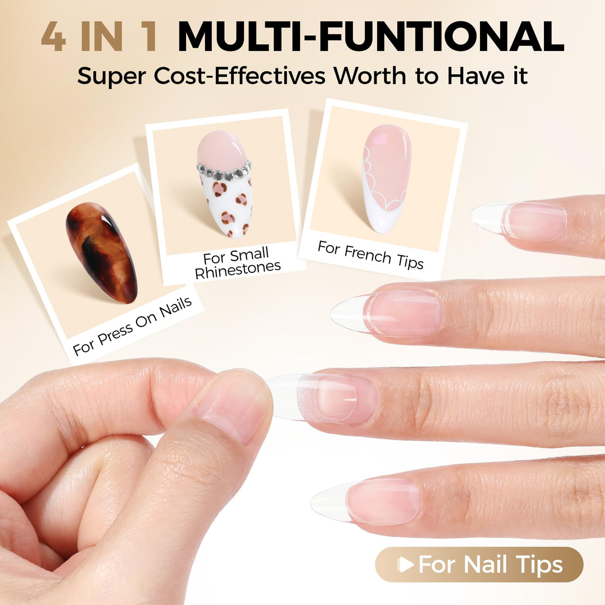 UNA GELLA Short Almond Nail Tips 504PCS Short Fake Nails Soft Press Ons