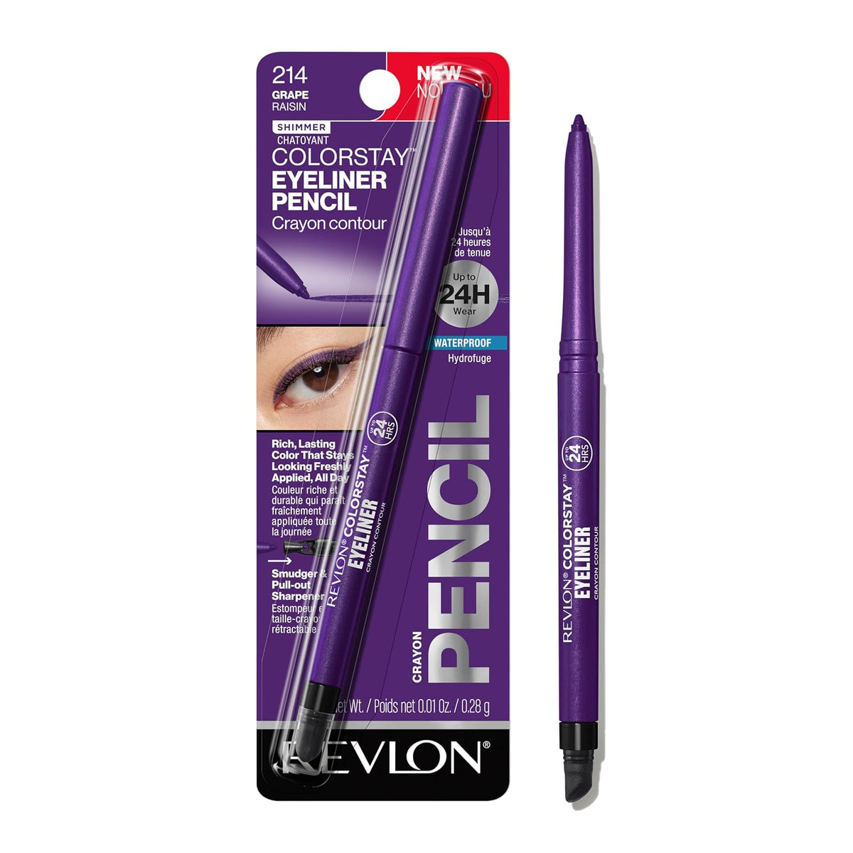 REVLON ColorStay Pencil Waterproof Eyeliner, 204 Charcoal, 0.01 oz