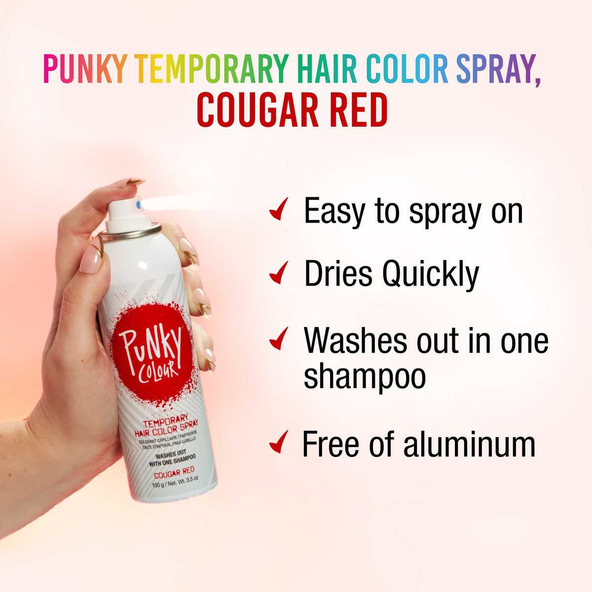 Punky Temporary Hair Color Spray Washes Out Tiger Orange, 3.5 oz, 1 Pack