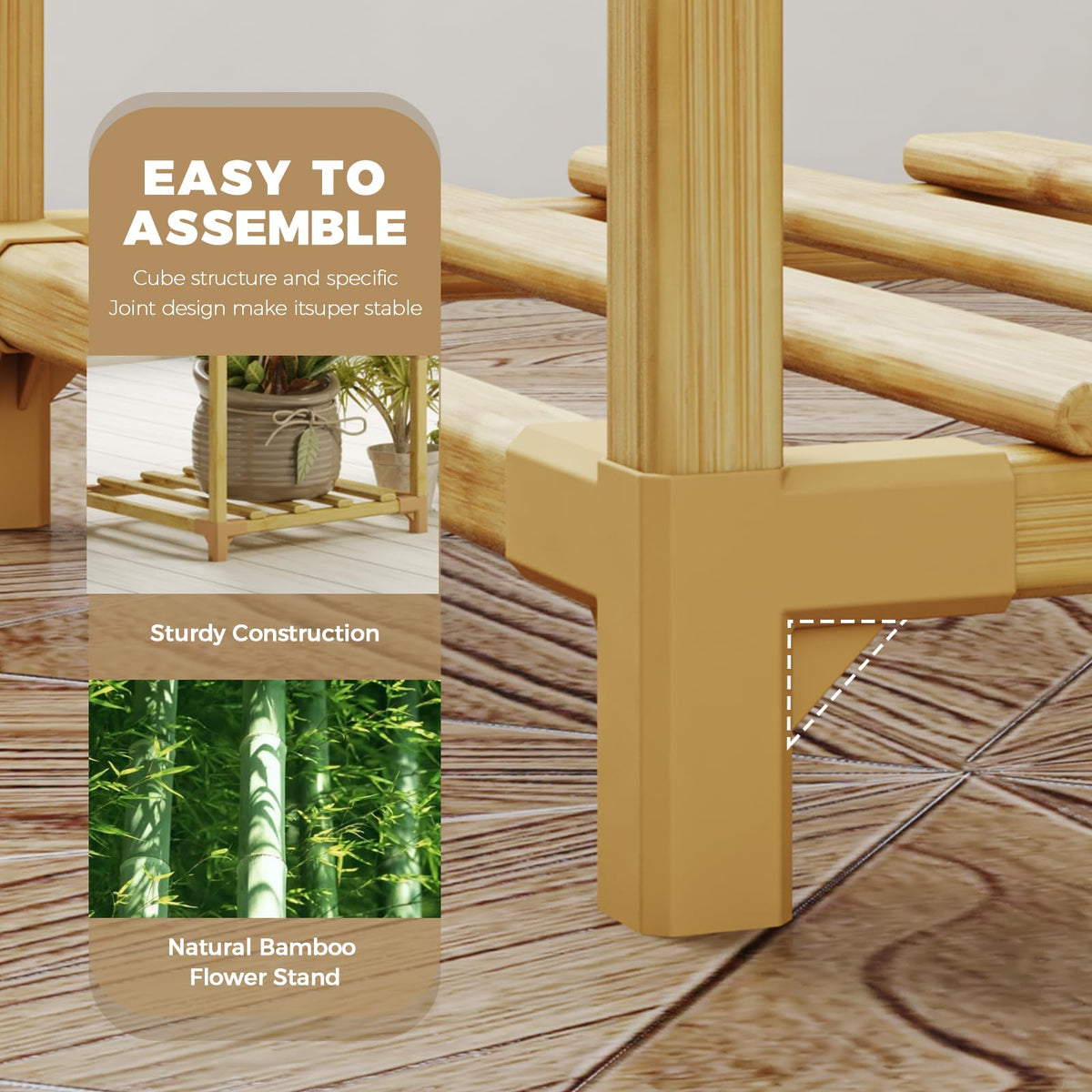 Bamworld Plant Stand Indoor with Flower Fairy Lights Battery Plant Shelf Father Jim Norris notebooks