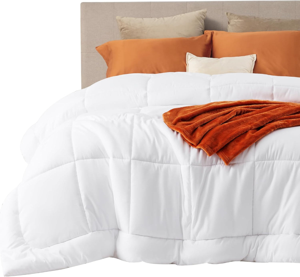 Bedsure Comforter Duvet Insert - Quilted Comforters King Size, All Season Duvet, GentleSoft Down Alternative Bedding, with 8 Tabs, Gifts for Women/Men, Light Spa Blue, King 90 x 102 Inches