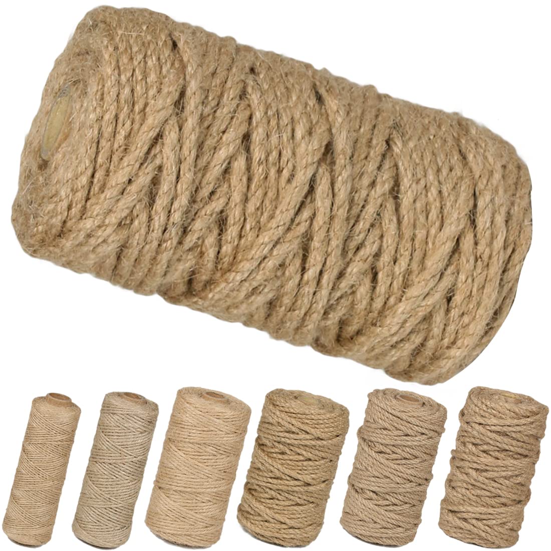 PerkHomy Natural Jute Twine 600 Feet Long Twine String for Crafts Gift Wrapping Packing Gardening Crochet Knitting Macrame Decor (Brown 2mm * 600feet)