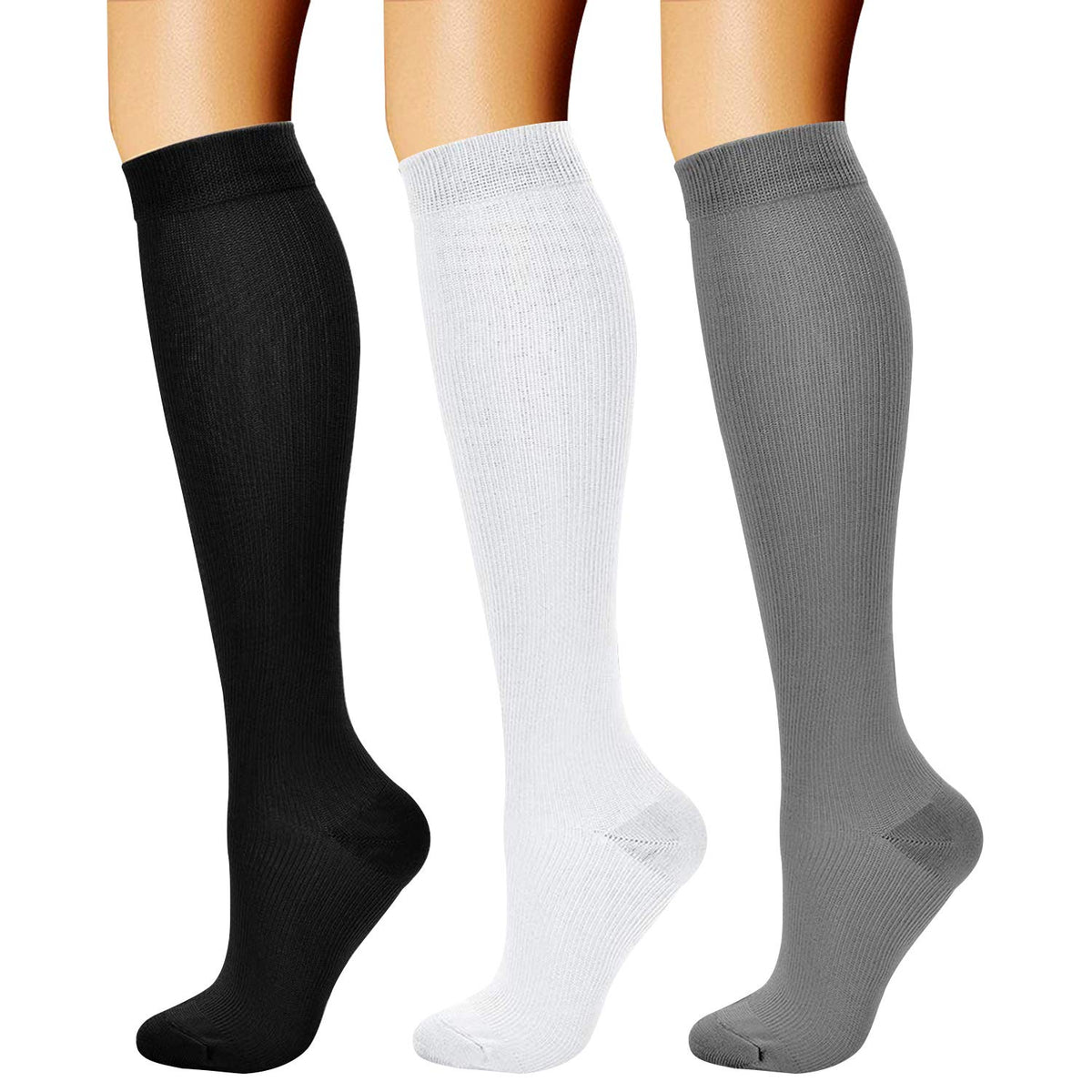 CHARMKING Compression Socks for Women & Men Circulation (3 Pairs) 15-20 mmHg is Best Support for Athletic Running Cycling