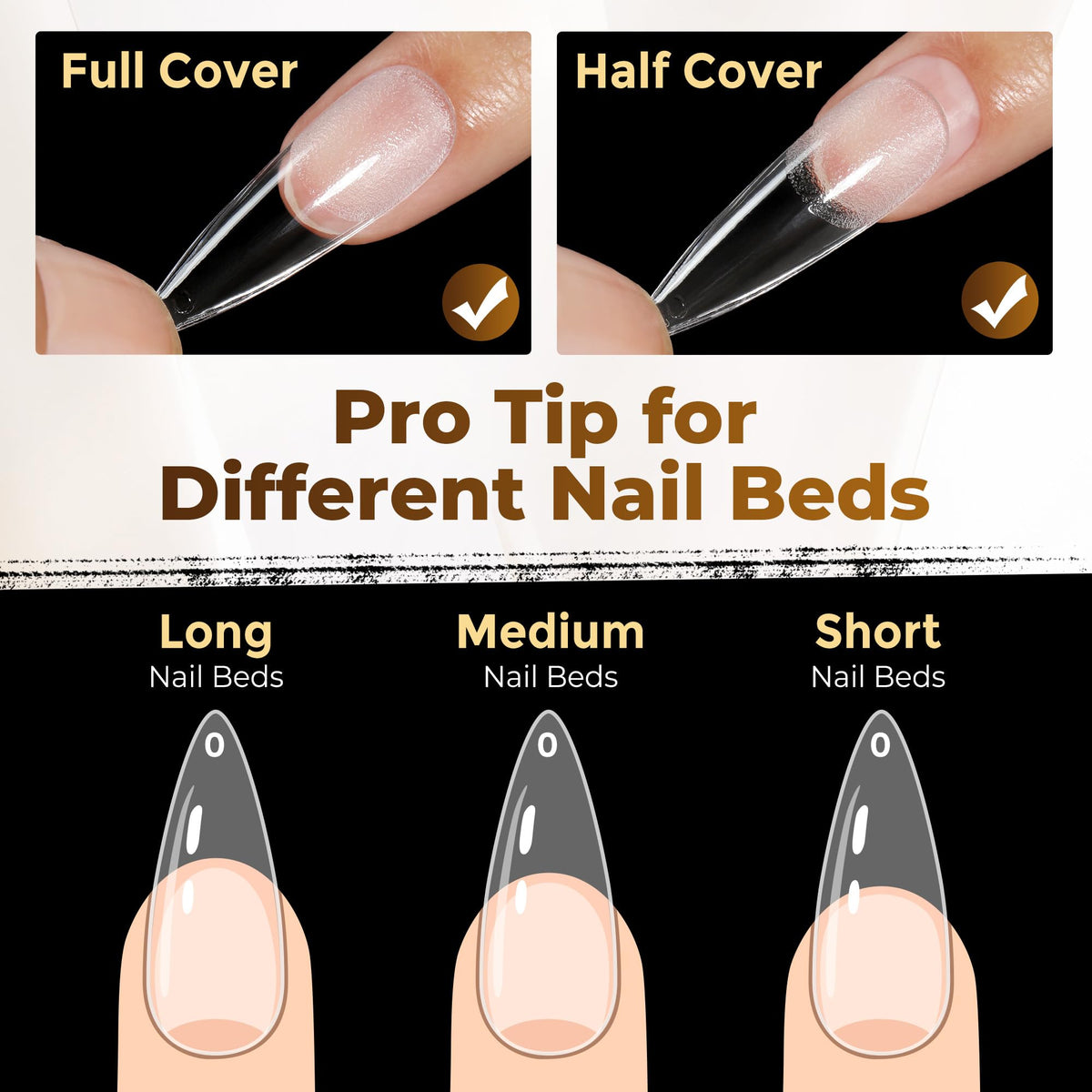 UNA GELLA Short Almond Nail Tips 504PCS Short Fake Nails Soft Press Ons