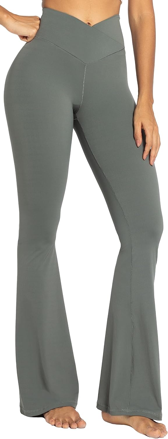 Sunzel Flare Leggings for Women, Crossover Yoga Pants with Tummy Control