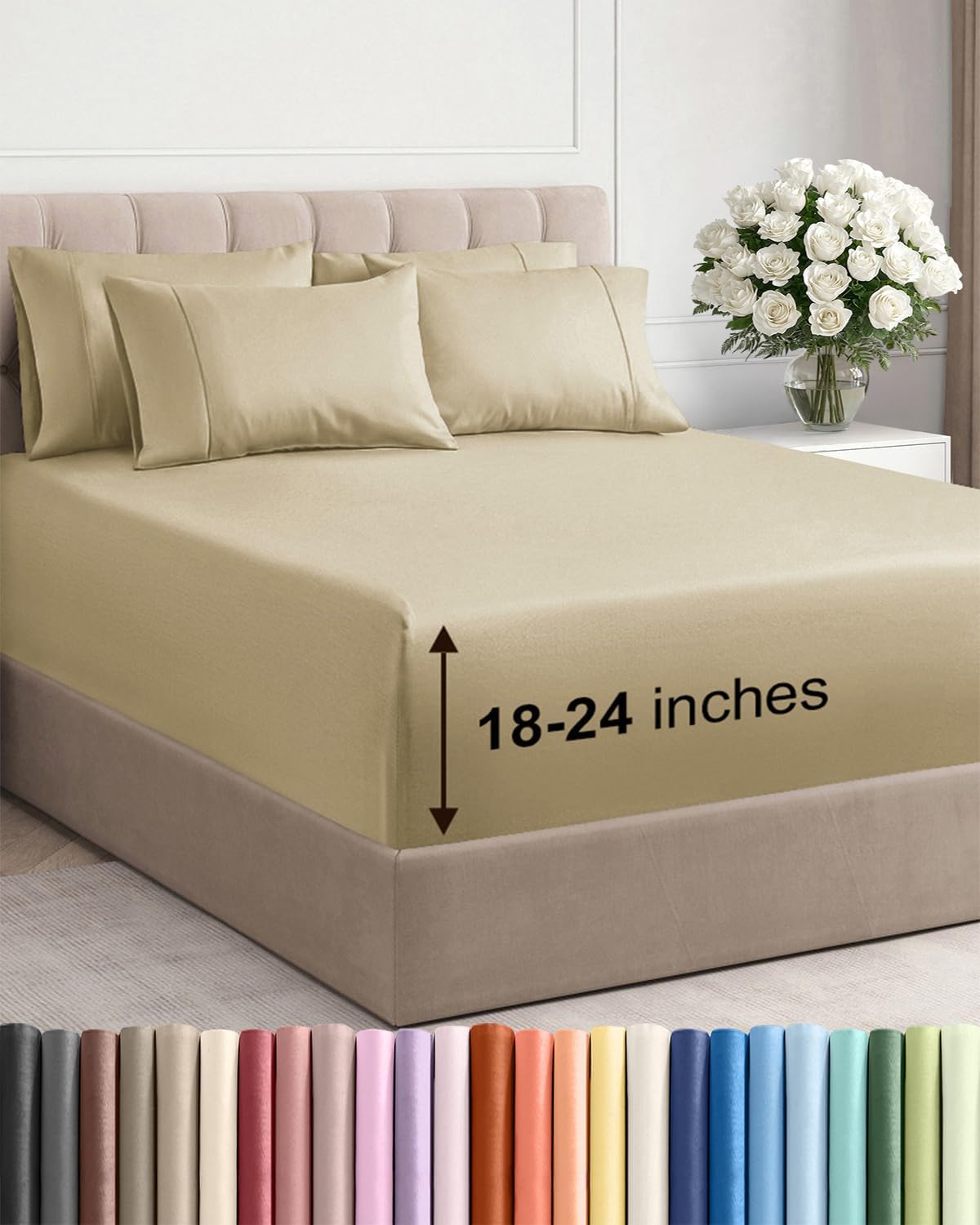 CGK Extra Deep Twin XL Sheet Set - 4pc College Dorm Room - Coral