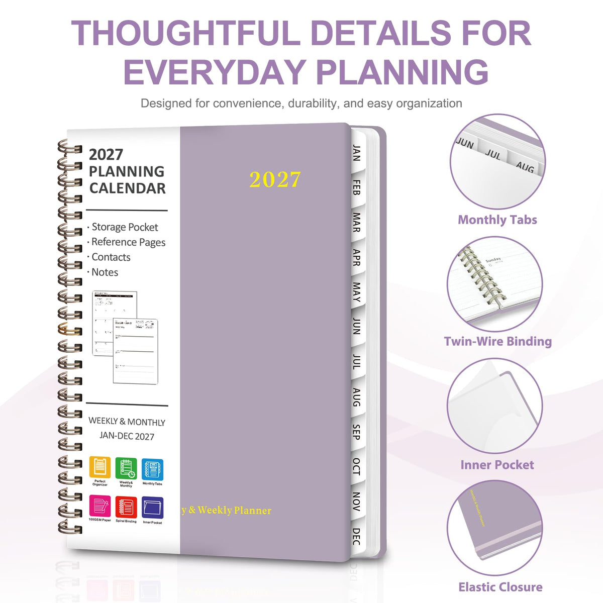2027 Planner, Weekly and Monthly Calendar Planner Book, A5(6.3'' x 8.5'') Father Jim Norris notebooks