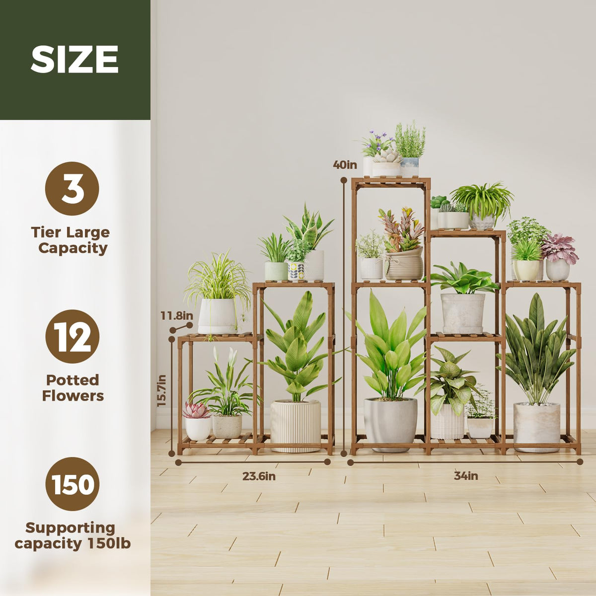 Bamworld Plant Stand Indoor with Flower Fairy Lights Battery Plant Shelf Father Jim Norris notebooks