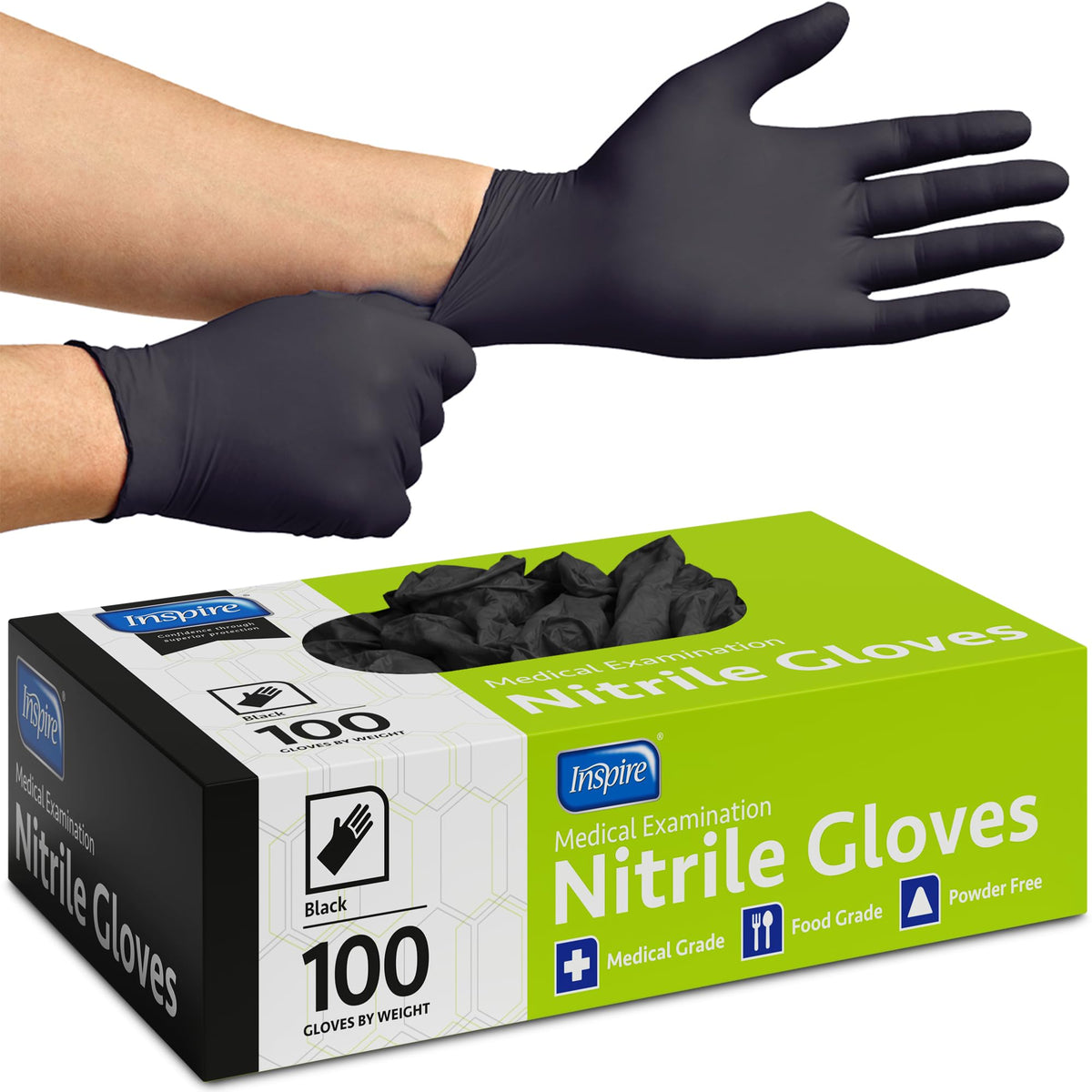 Inspire Black Nitrile Disposable Gloves | 4.5 Nitrile Disposable Safety Medical Cooking Cleaning Gloves Father Jim Norris notebooks