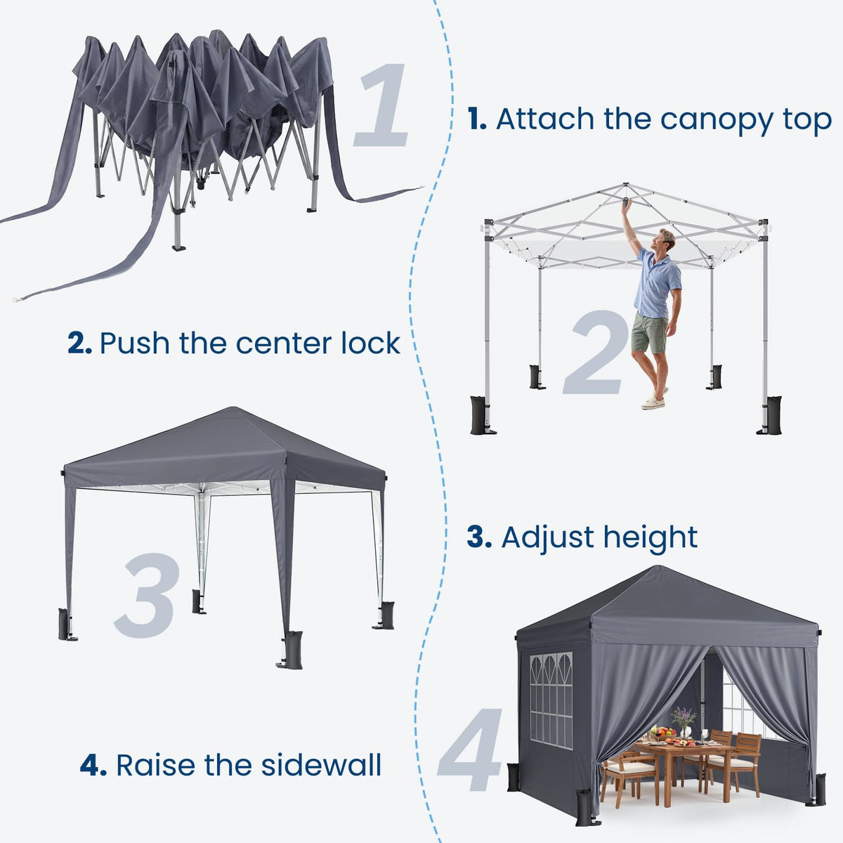 10x10 Pop Up Canopy Tent with One-Push Center Lock,Dark Gray Father Jim Norris notebooks