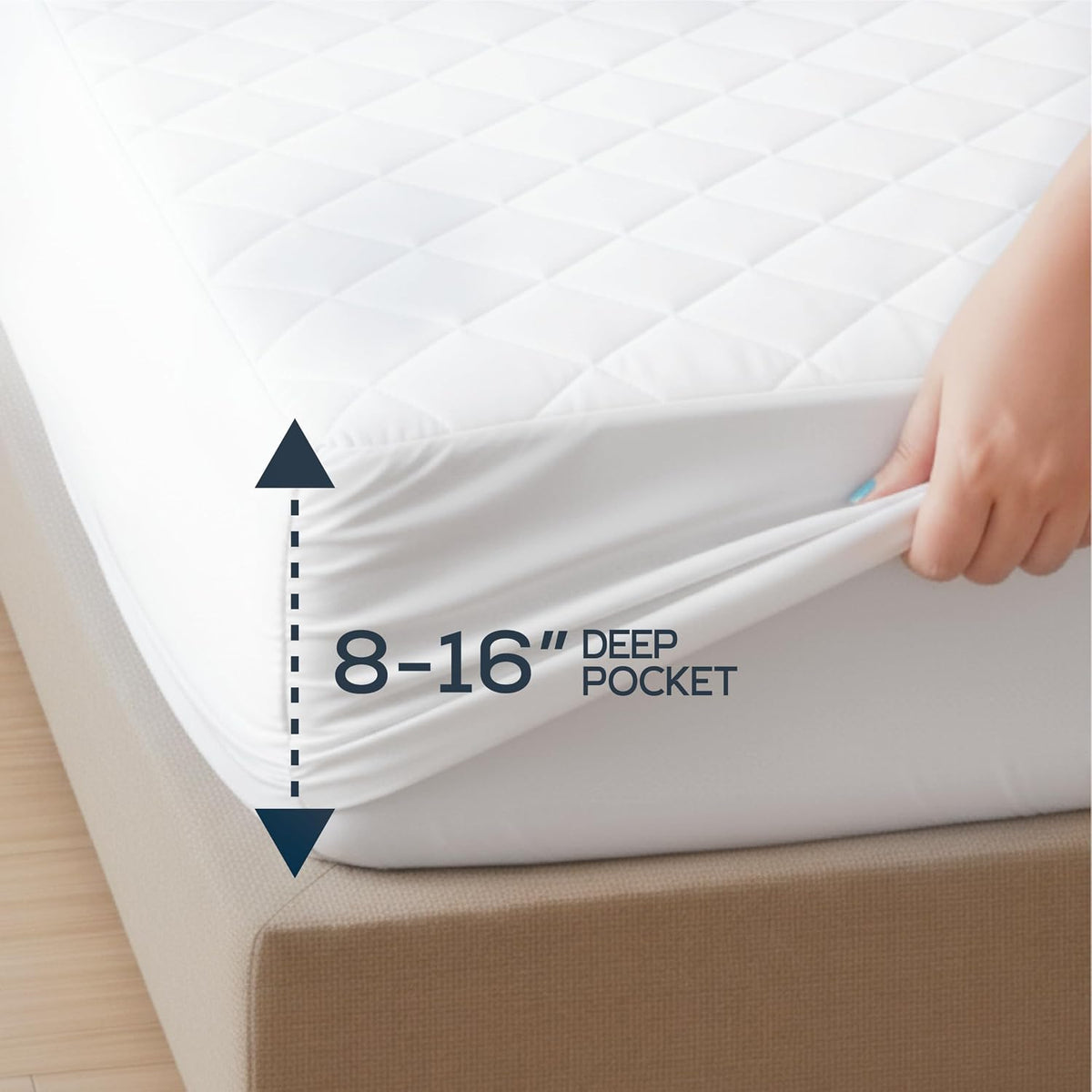 Queen Mattress Pad, Quilted Mattress Protector Topper fits 16" Deep Pocket
