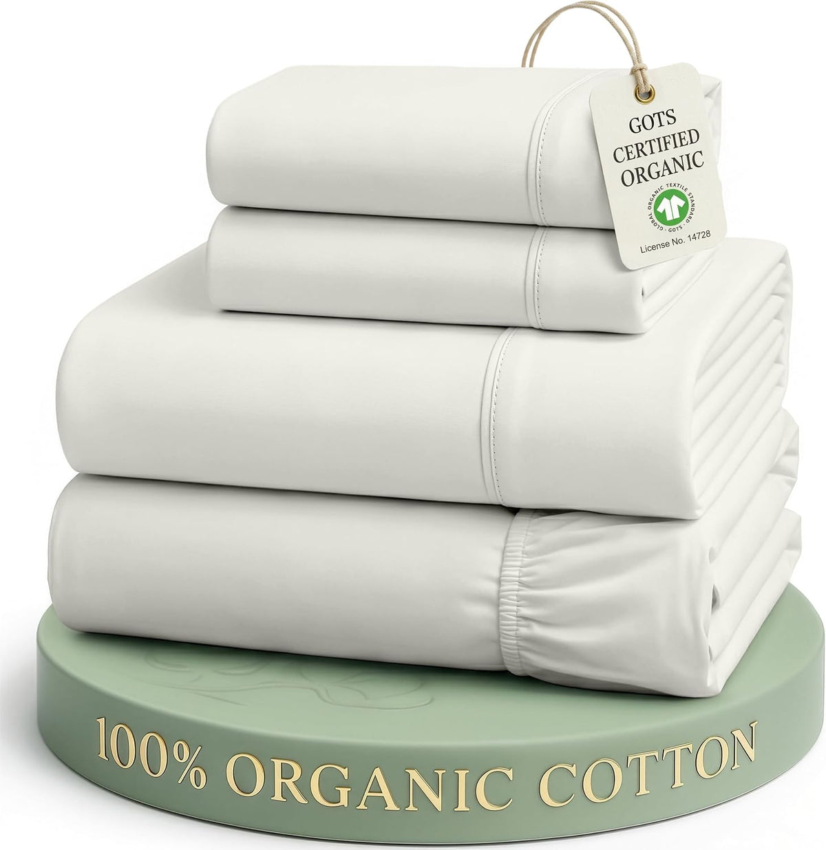 LANE LINEN California King Sheets 100% Organic Cotton 4pc Percale - White