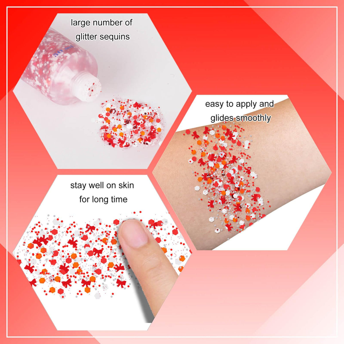 Clear White Face Body Glitter Gel, Halloween Mermaid Fairy Hair Glitter Makeup for Kids