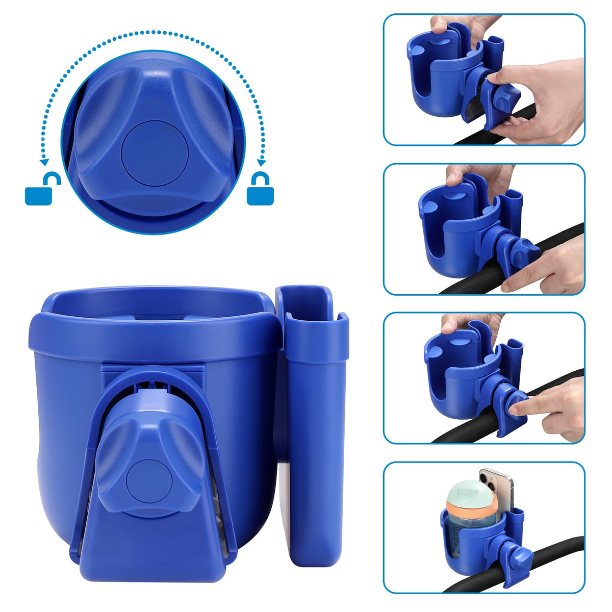 Accmor Stroller Cup Holder with Phone Holder, Bike Cup Holder, Walker Scooter Wheelchair Cup Holder Attachment, Universal Cup Holder for Uppababy Graco Strollers