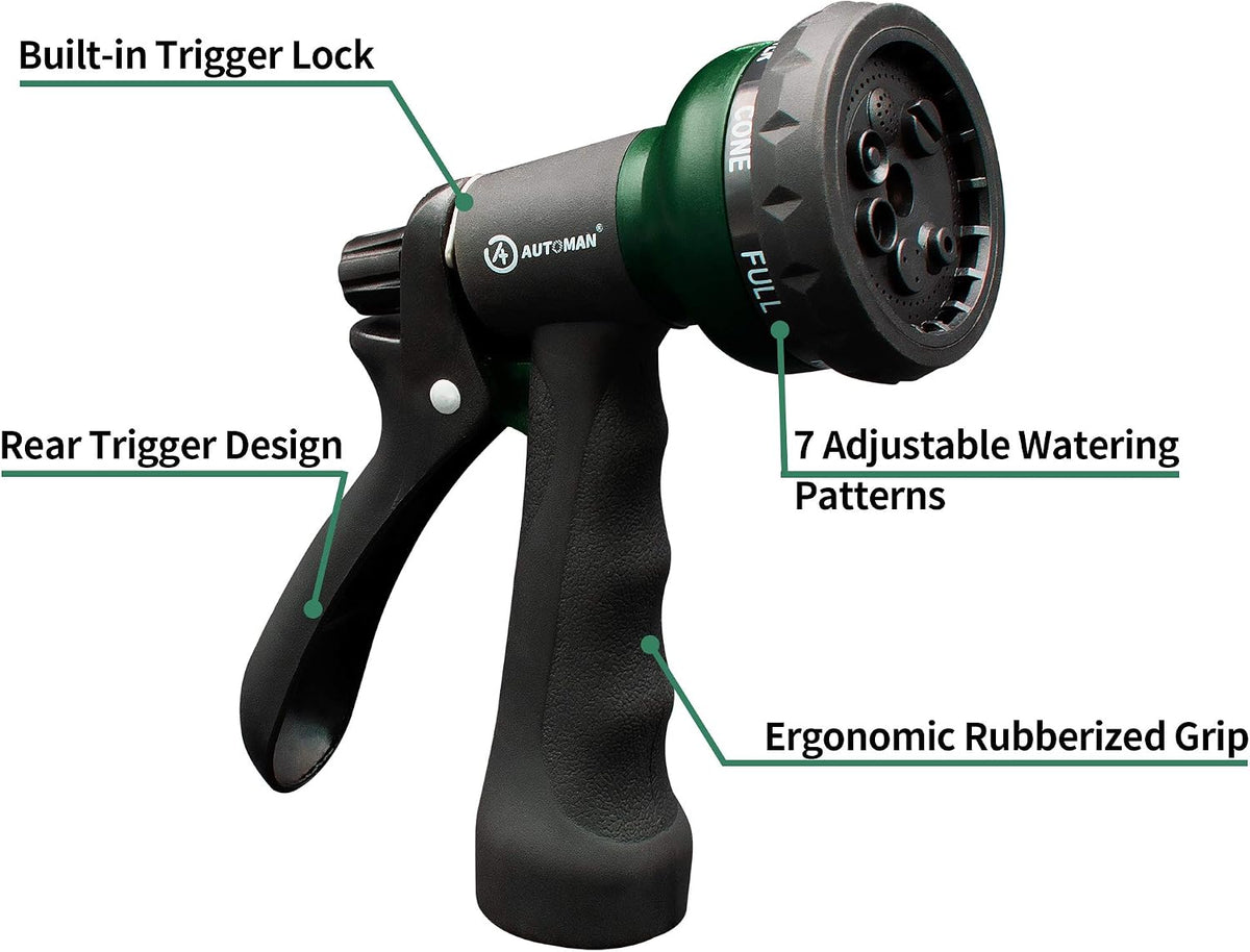 AUTOMAN Garden Hose Nozzle, Water Hose Sprayer Nozzle with 7 Adjustable Watering Patterns, Slip Resistant for Watering Plants, Lawn& Garden, Washing Cars, Cleaning, Showering Pets & Outdoor Fun. Father Jim Norris notebooks