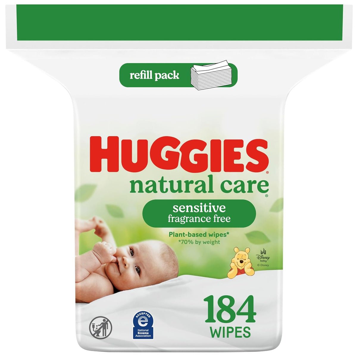 Huggies Natural Care Sensitive Baby Wipes, Unscented, Hypoallergenic, 99% Purified Water, 12 Flip-Top Packs (768 Wipes Total), Packaging May Vary