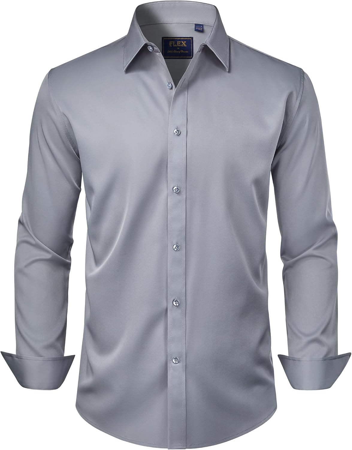 J.VER Men's Dress Shirts Solid Long Sleeve Stretch Wrinkle-Free Formal Shirt Business Casual Button Down Shirts