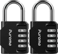 Puroma 2 Pack Combination Lock Locker 4 Digits Combo Padlock Gym Black