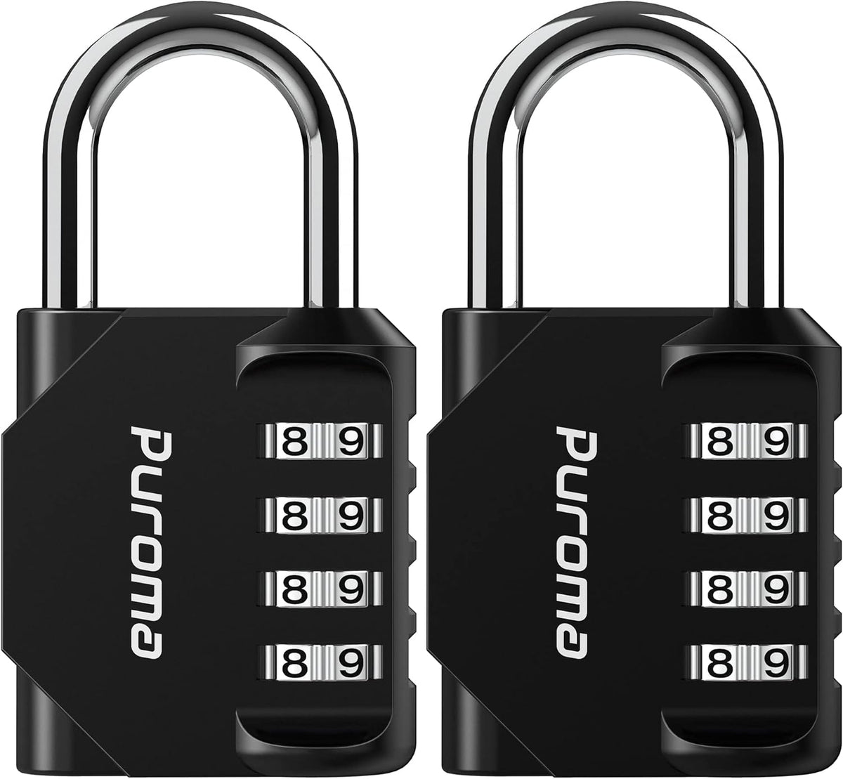 Puroma 2 Pack Combination Lock Locker 4 Digits Combo Padlock Gym Black