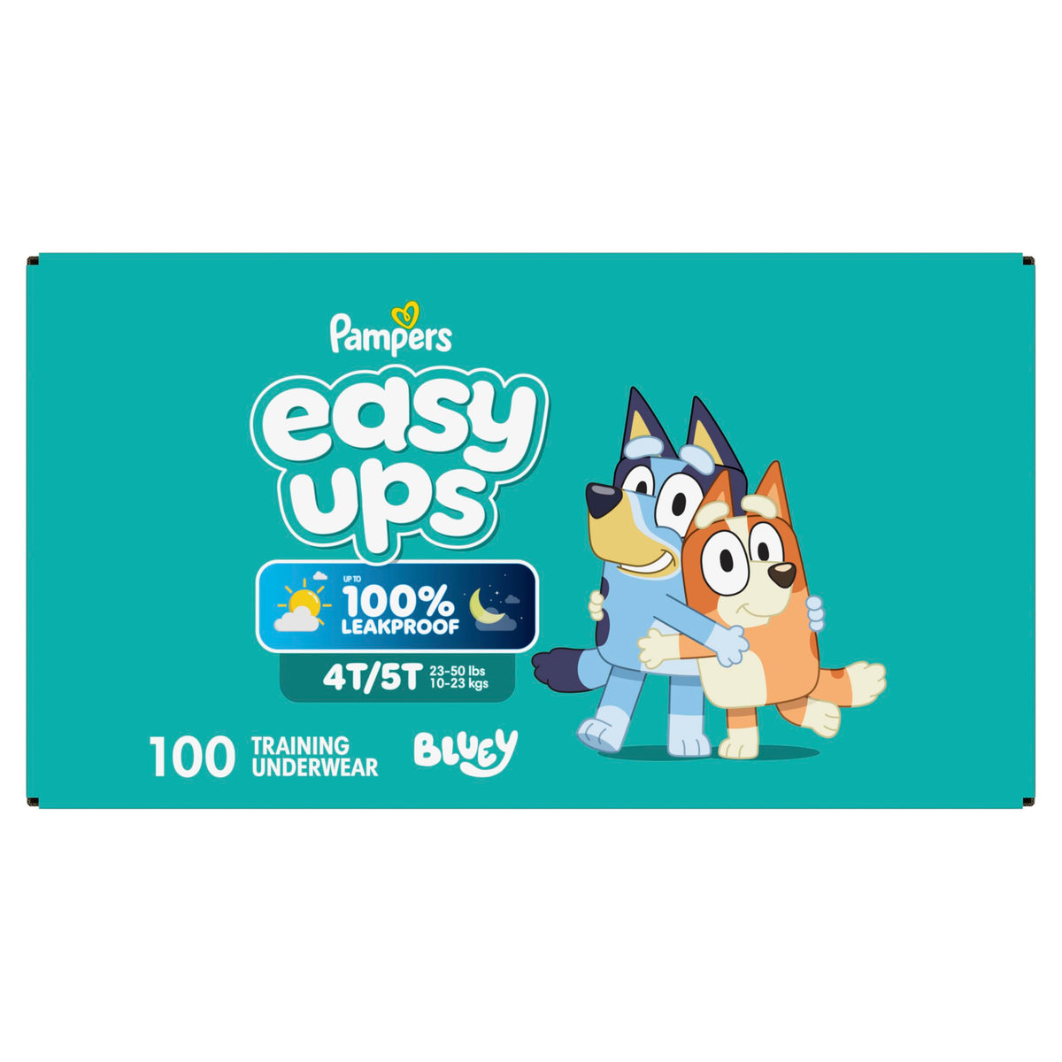 Easy Ups Girls & Boys Potty Training Pants, Size 5 (3T-4T), 124 Count, Bluey Absorbent Pull Up Training Underwear, Up to 100% Leakproof Day and Night, Hypoallergenic