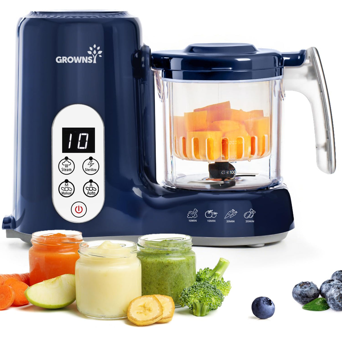 Grownsy Baby Food Maker, Steamer & Blender Baby Food Processor, White