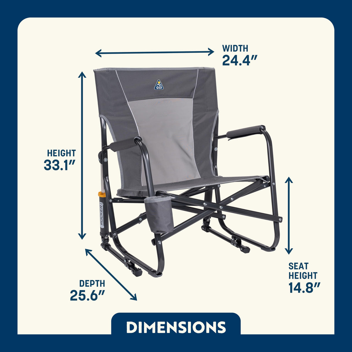 GCI Outdoor Freestyle Rocker XL with Side Table Camping Chair | Portable Folding Rocking Chair with Solid, Durable Armrests, Drink Holder & Comfortable Backrest — Black Father Jim Norris notebooks