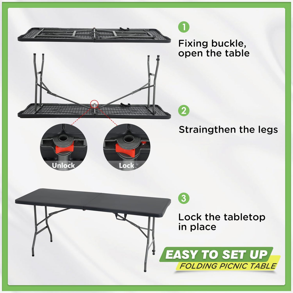 BestOffice | 6FT Folding Table | Black | Portable Plastic Table Father Jim Norris notebooks